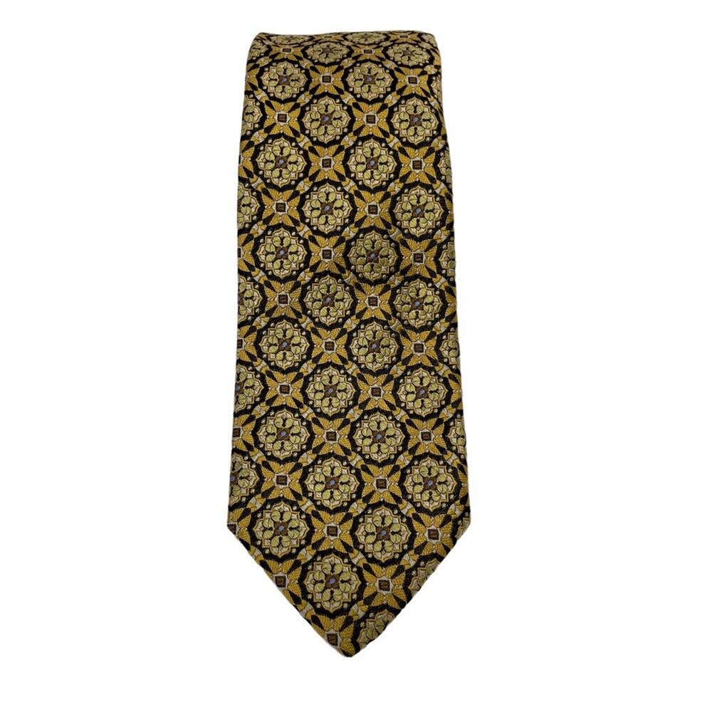 Robert Talbott Carmel Gold Pattern Tie Hand Sewn Career Work Office Wedding